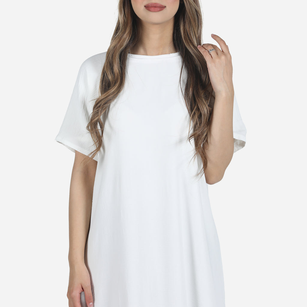 Short Sleeve Slip Dress White