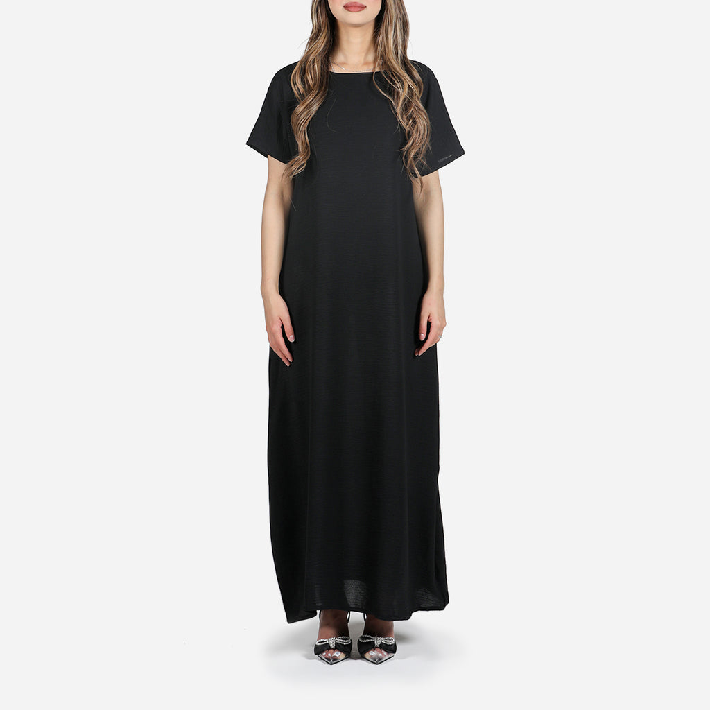 Short Sleeve Slip Dress Black