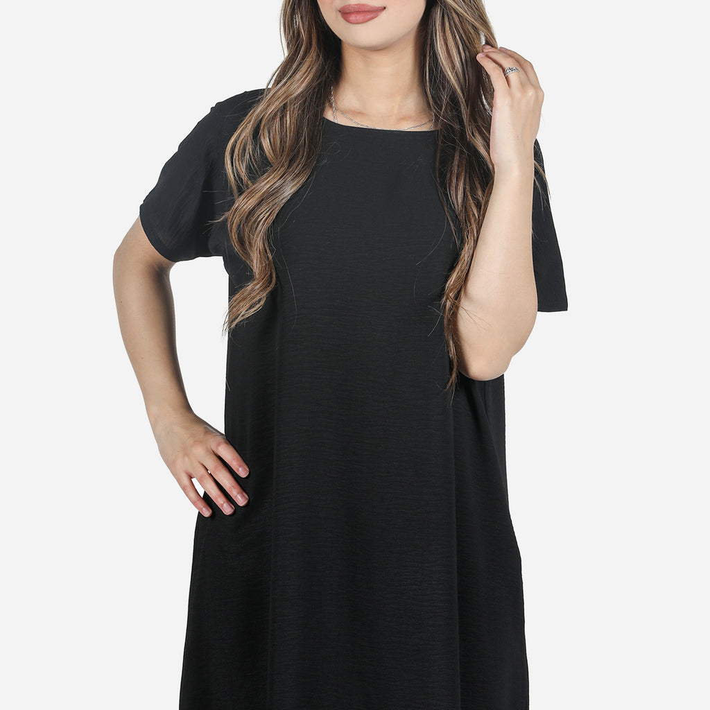 Short Sleeve Slip Dress Black