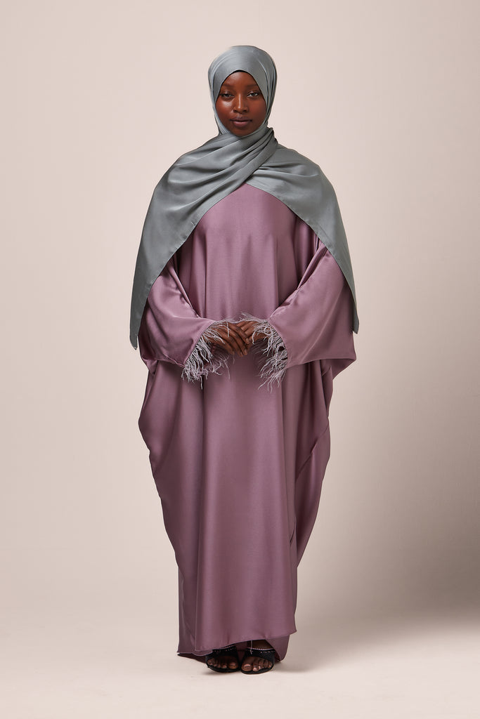 Lilac Feathered Batwing Abaya