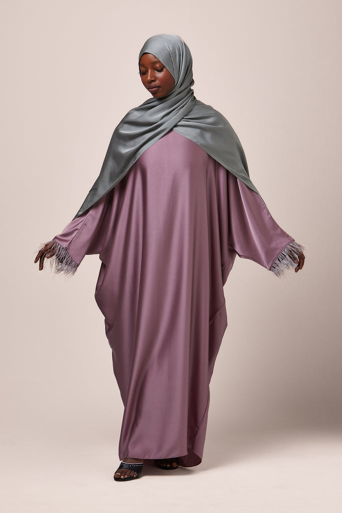 Lilac Feathered Batwing Abaya