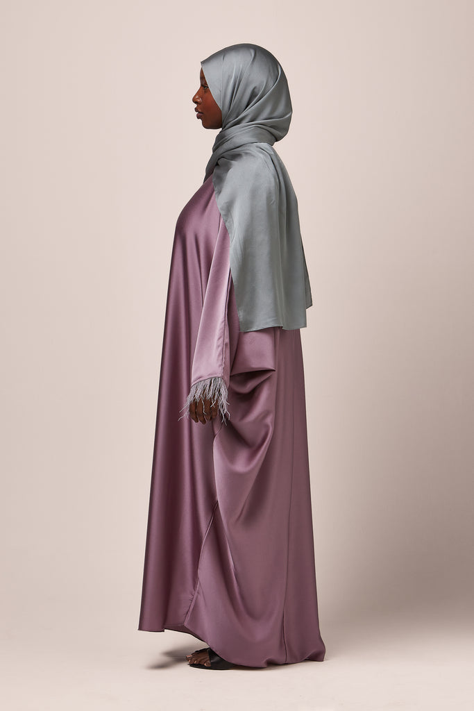 Lilac Feathered Batwing Abaya