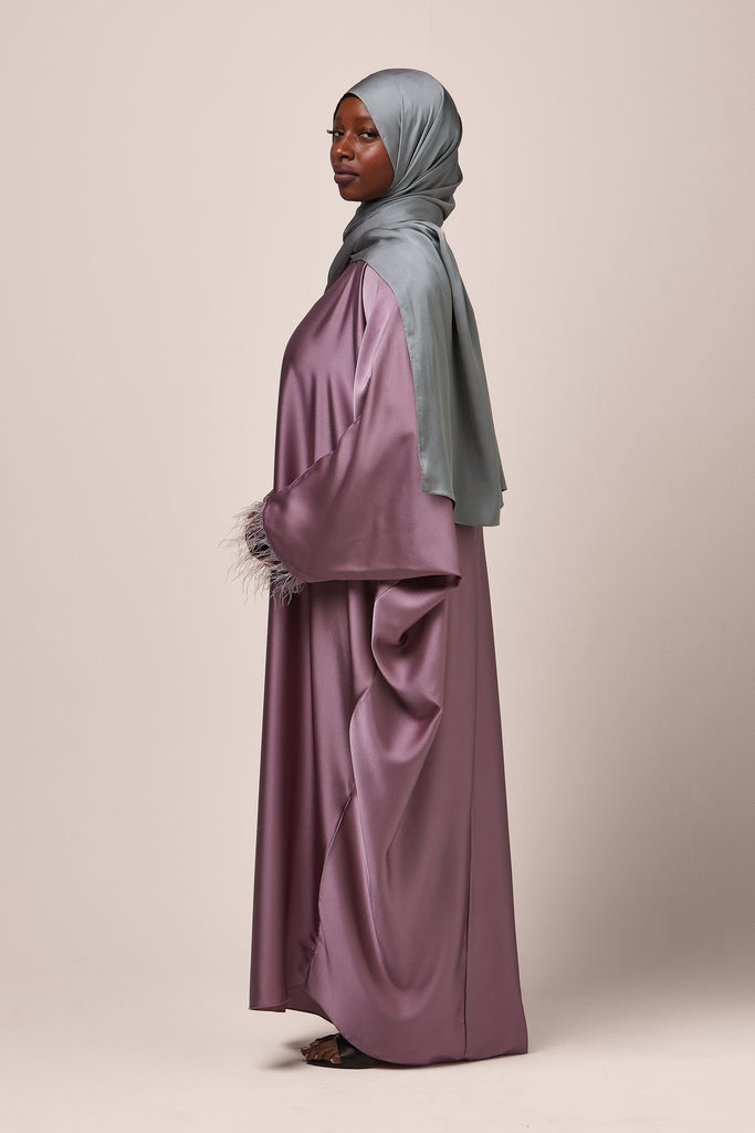 Lilac Feathered Batwing Abaya