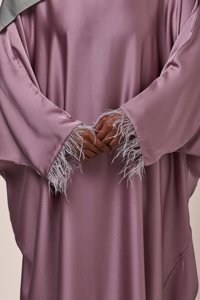 Lilac Feathered Batwing Abaya