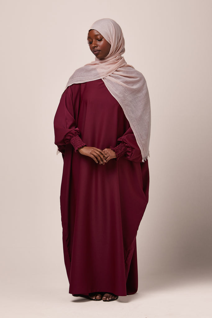 Maroon Batwing Abaya