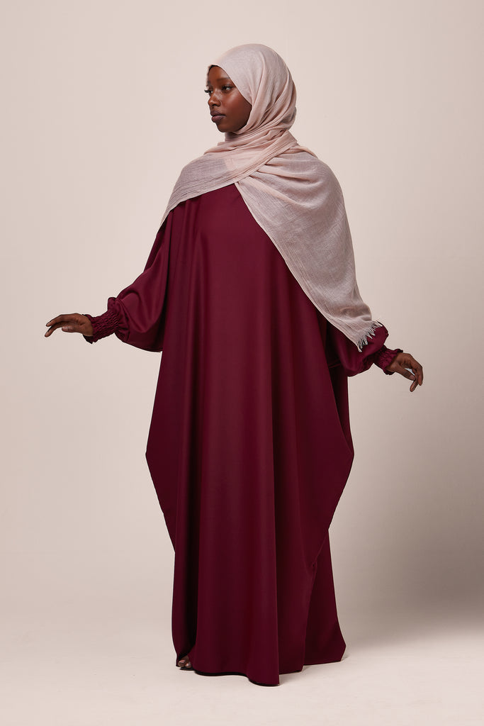 Maroon Batwing Abaya