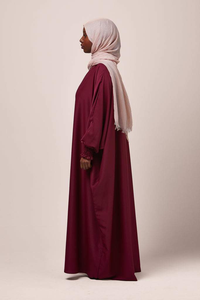 Maroon Batwing Abaya