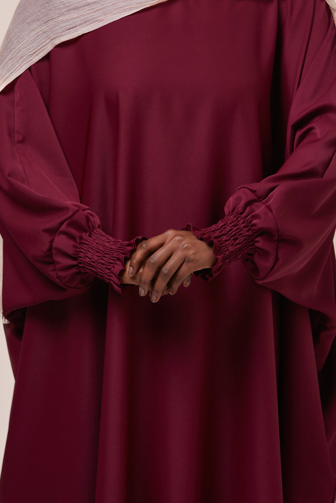 Maroon Batwing Abaya