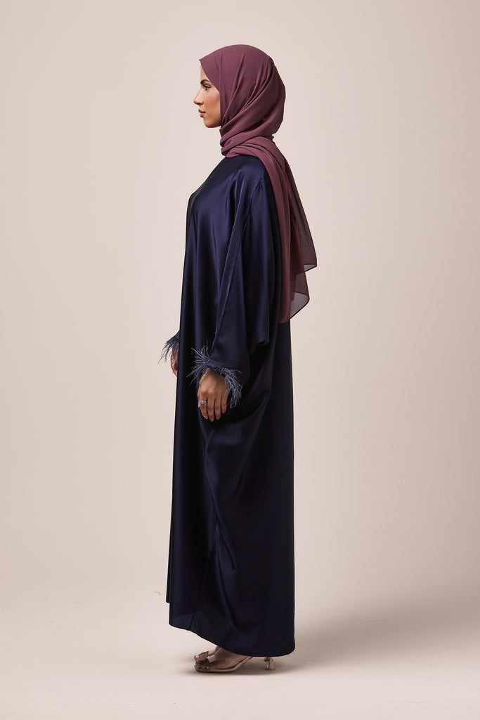 Navy Feathered Batwing Abaya