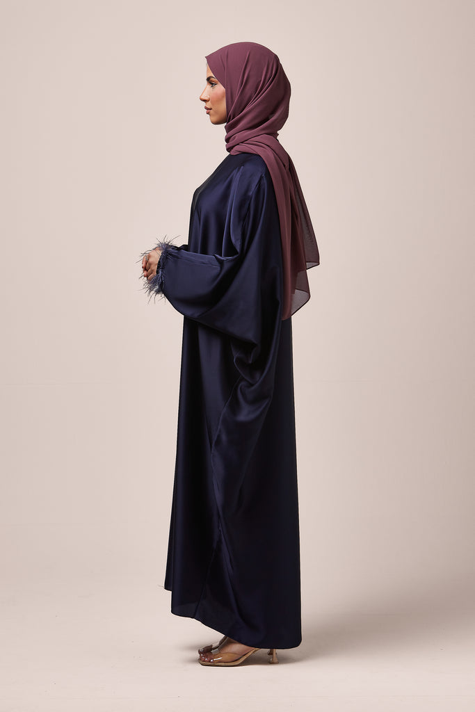 Navy Feathered Batwing Abaya