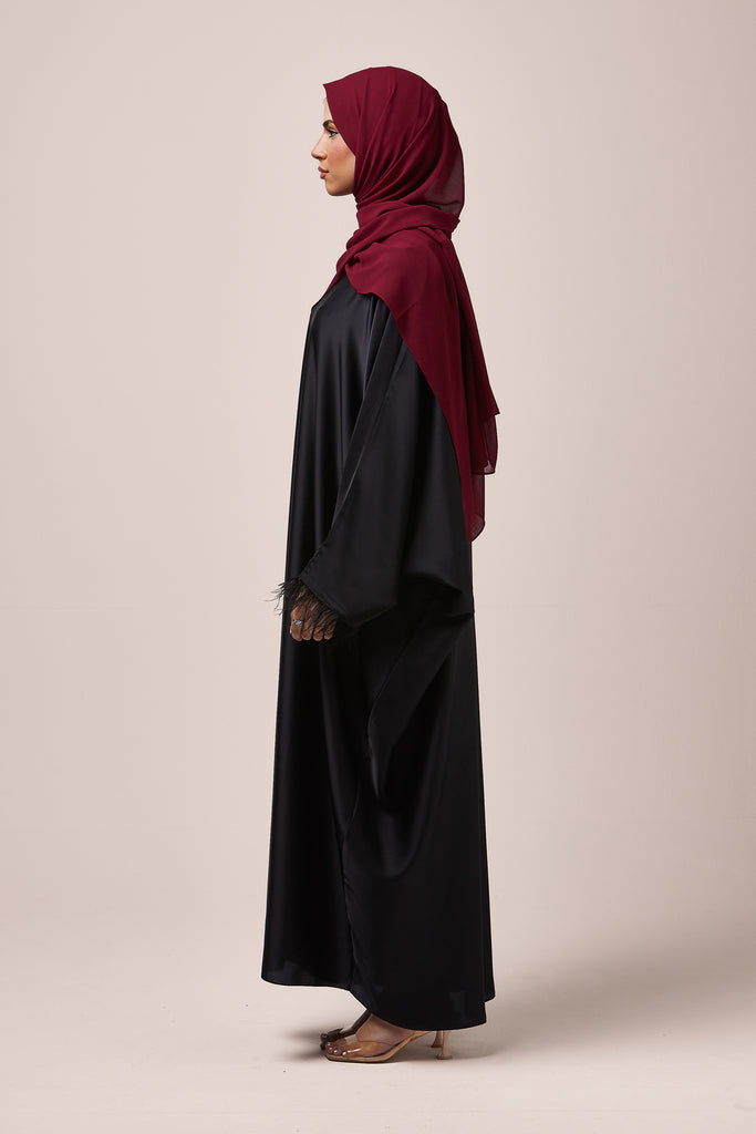 Black Feathered Batwing Abaya