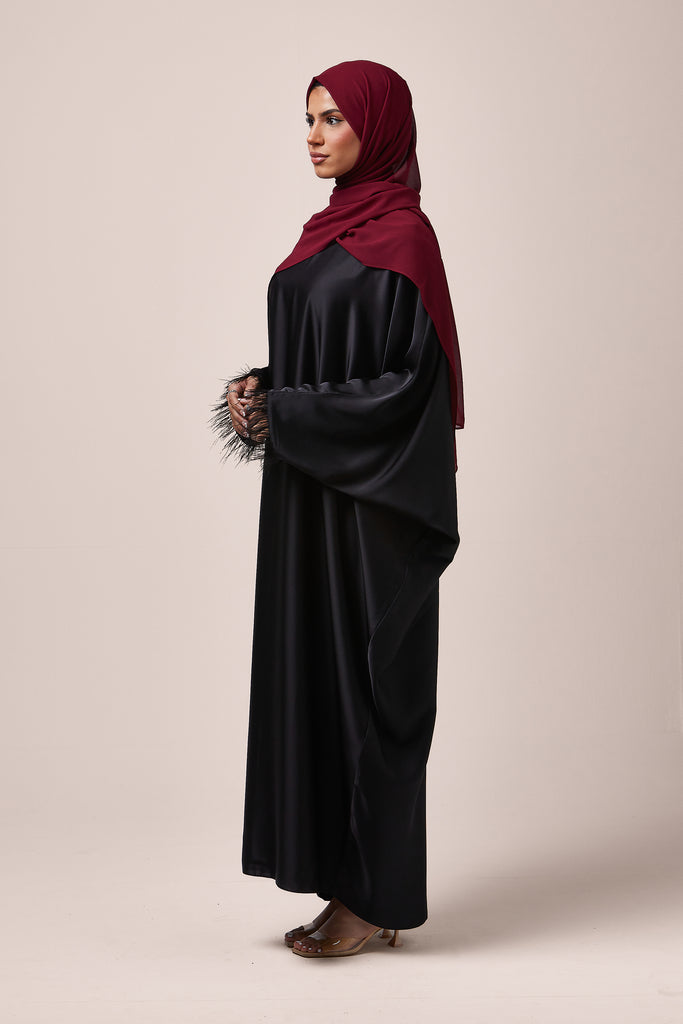 Black Feathered Batwing Abaya