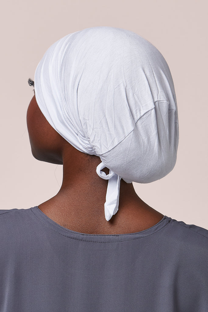 White Tie Back Bonnet