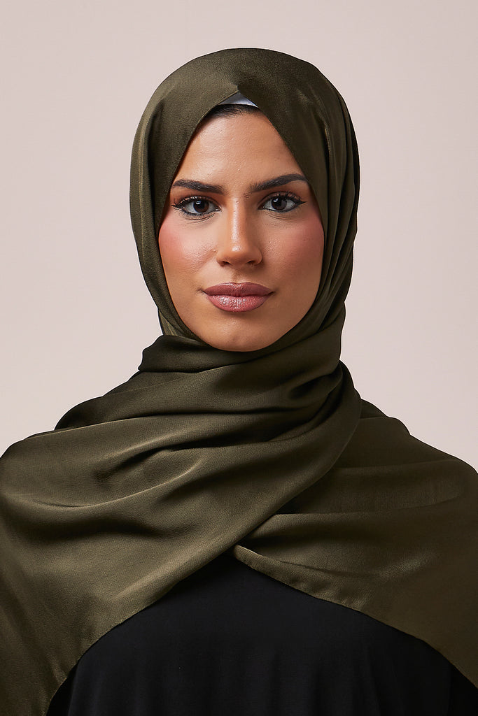 Khaki Satin Grain Hijab