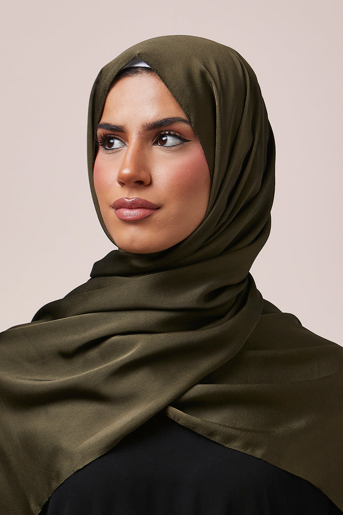 Khaki Satin Grain Hijab