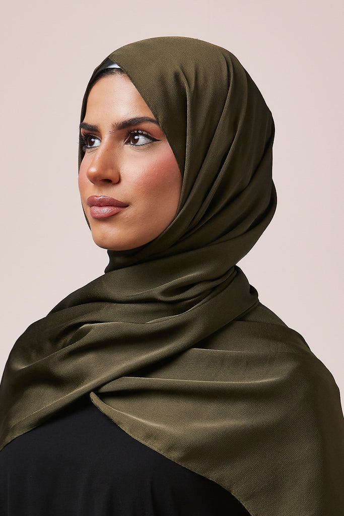 Khaki Satin Grain Hijab