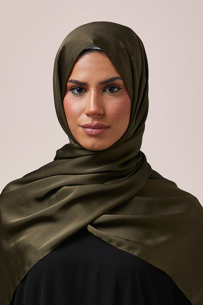 Khaki Satin Grain Hijab