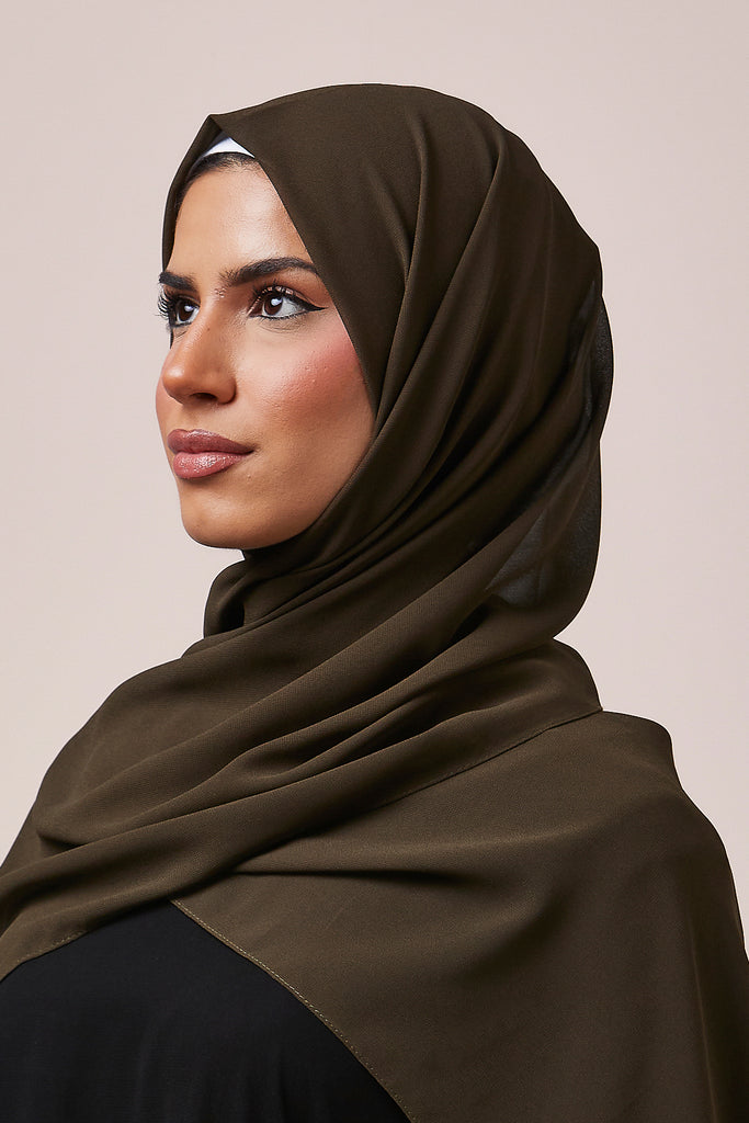 Dark Khaki Chiffon Hijab