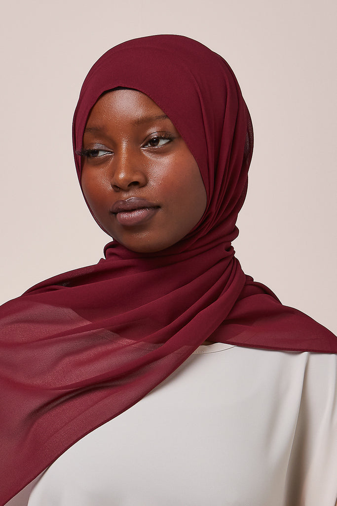 Maroon Chiffon Hijab