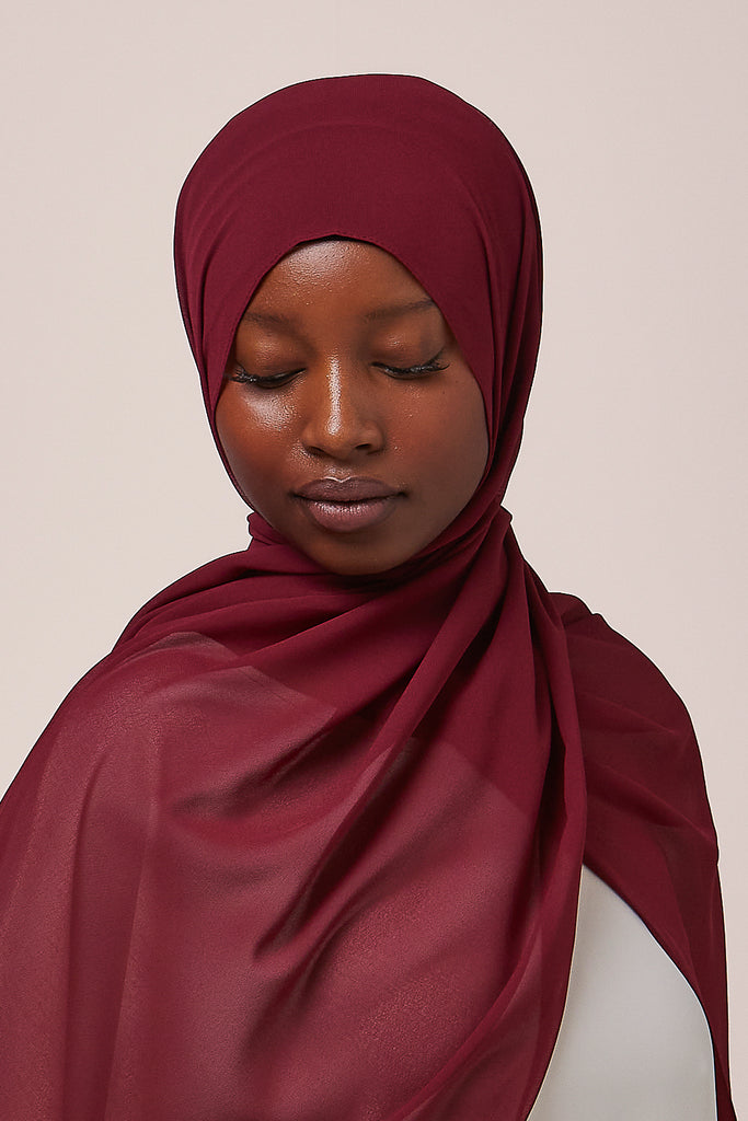 Maroon Chiffon Hijab