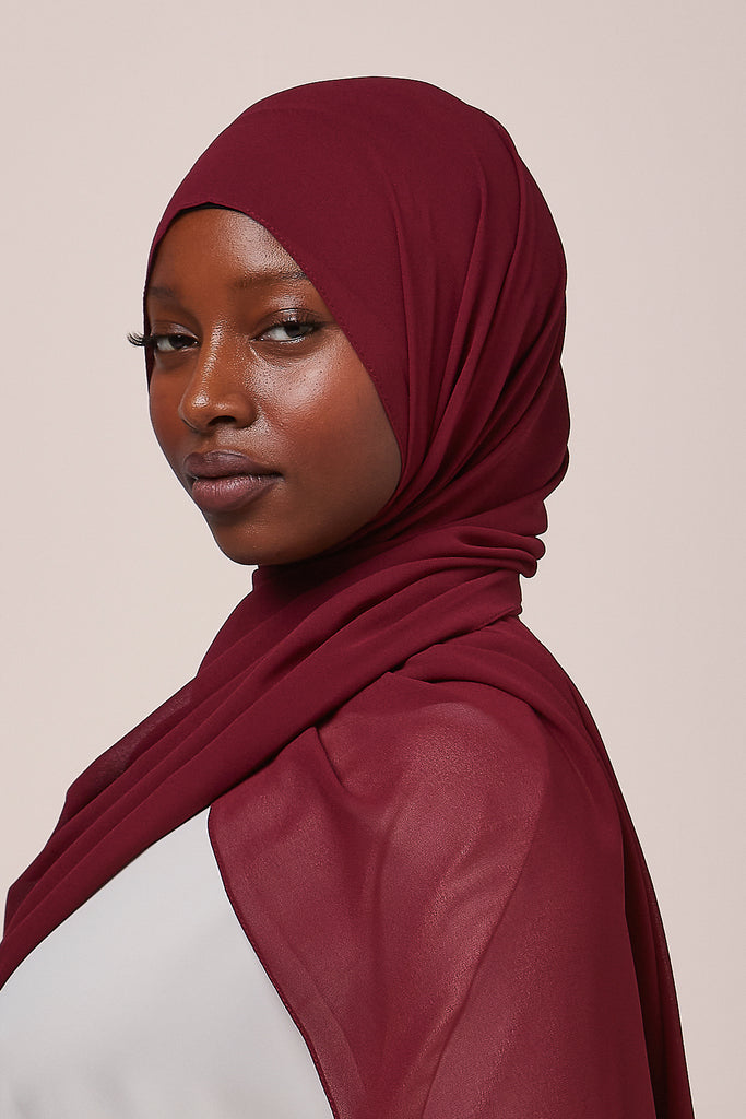 Maroon Chiffon Hijab