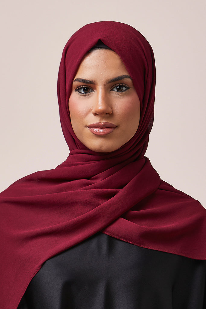 Red Chiffon Hijab