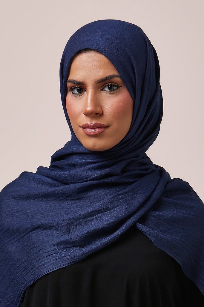 Navy Cotton Modal Hijab