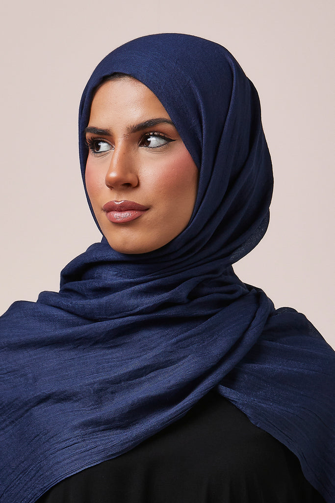 Navy Cotton Modal Hijab